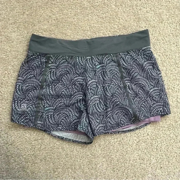 Salomon Pants - Salomon Women Actilite Athletic Shorts Med Lavender Blue Pattern Running Active.